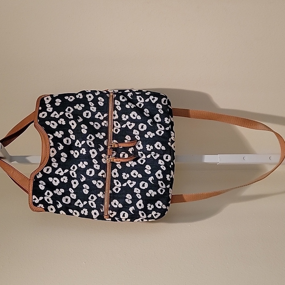 FOSSIL ERIN BLUE DENIUM CHEETAH PRINT CROSSBODY/SHOULDER BAG - Picture 10 of 16